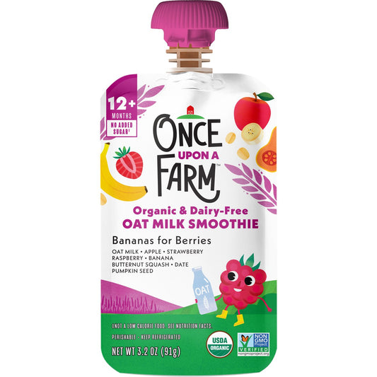 Once Upon a Farm Organic & Dairy Free Oat Milk Smoothie - Bananas For Berries