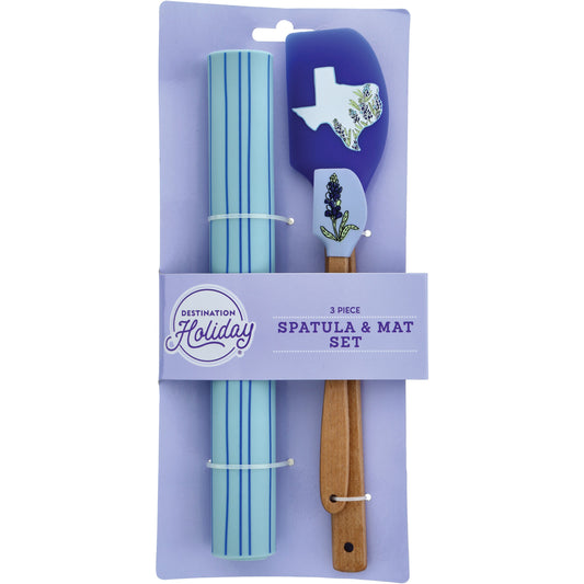Destination Holiday Bluebonnet Spatulas & Mat Set