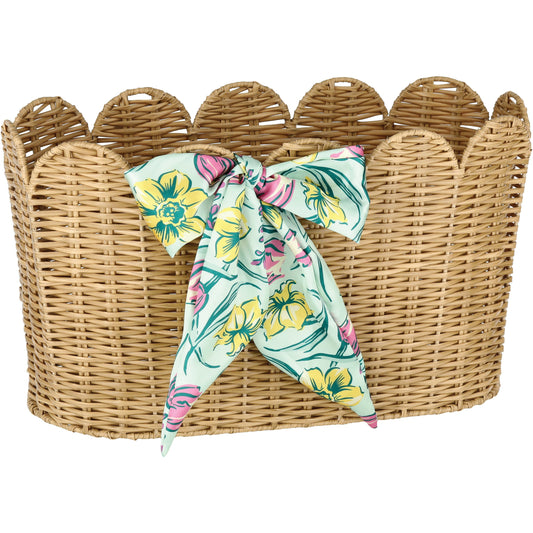 Destination Holiday Plastic Rattan Basket With Bow