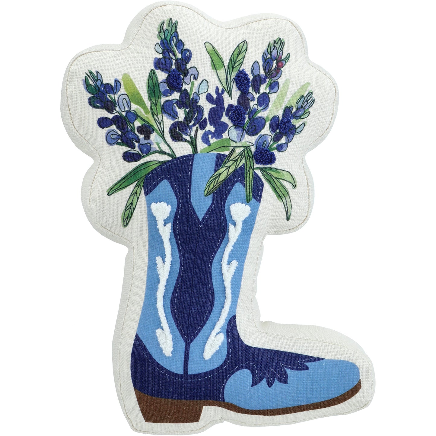 Destination Holiday Bluebonnet Boot Shaped Pillow