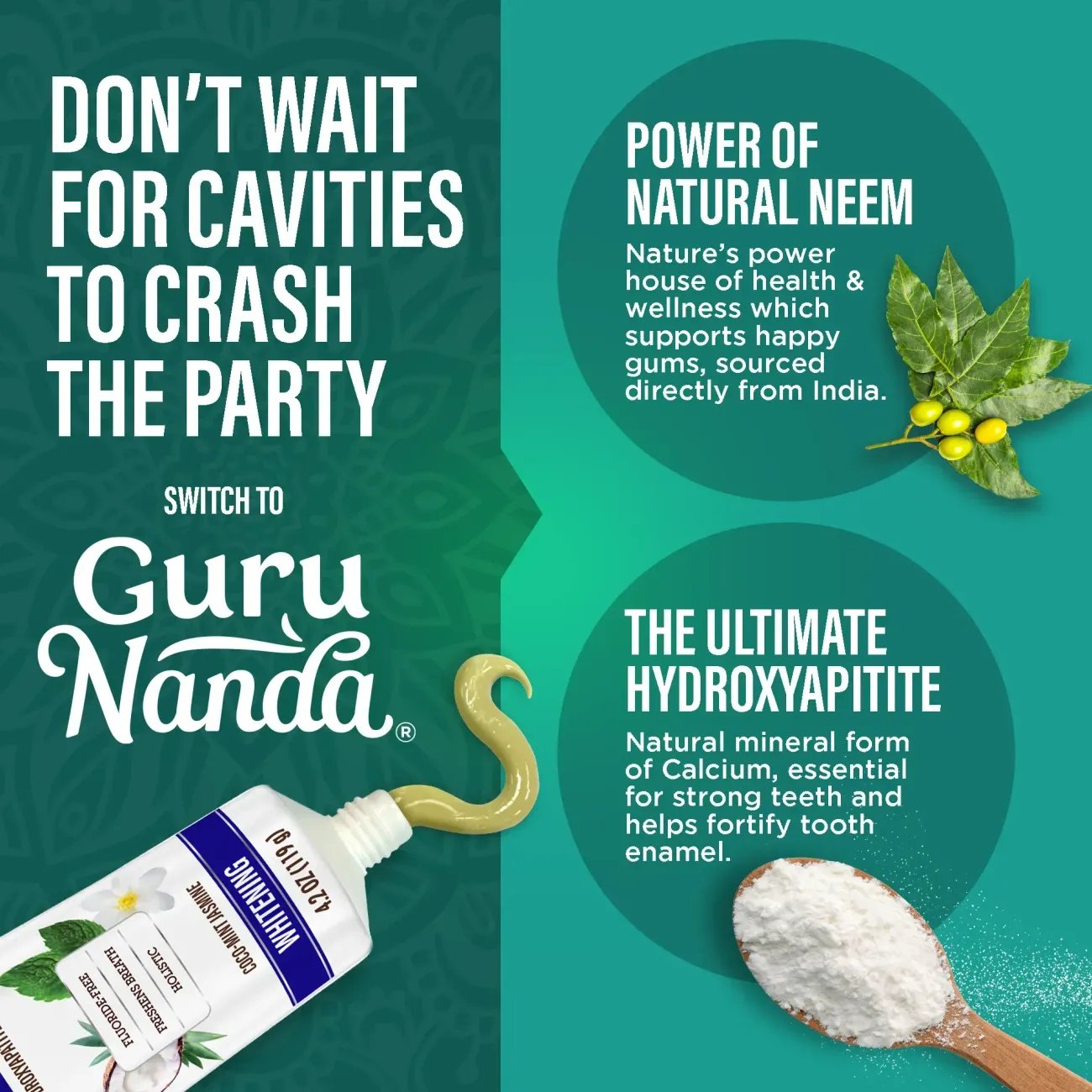 Guru Nanda Fluoride Free Neem Toothpaste - Coco Mint Jasmine
