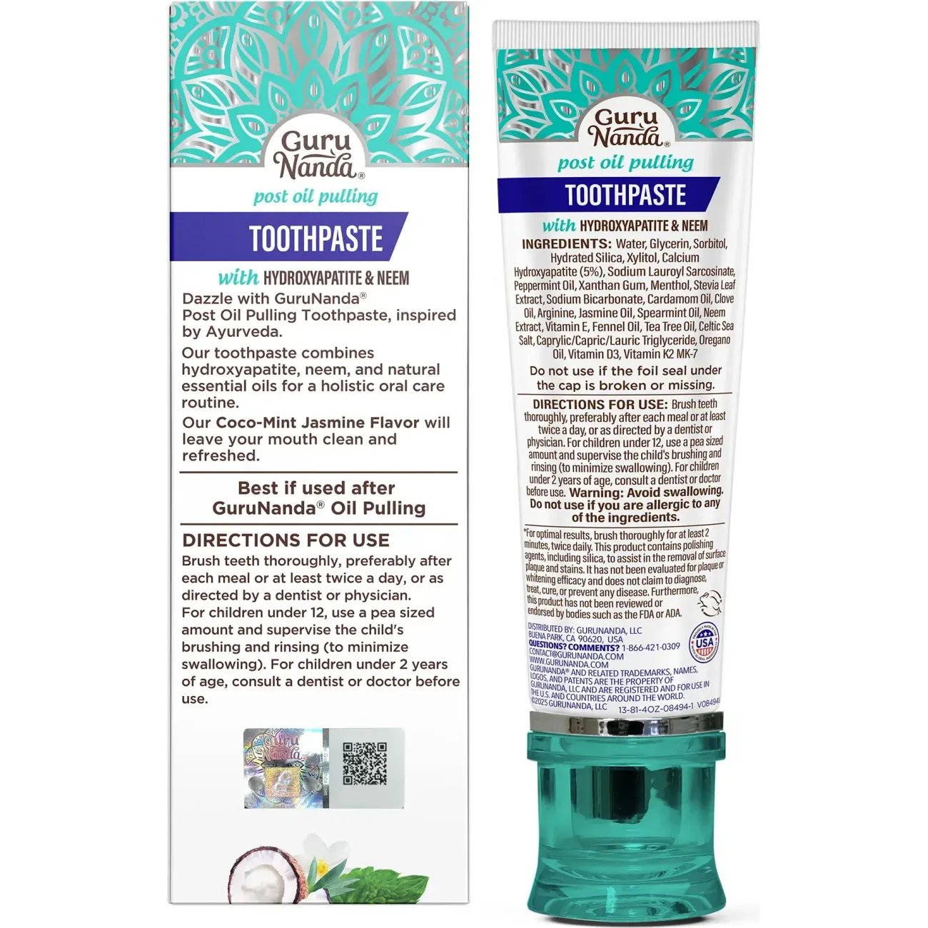 Guru Nanda Fluoride Free Neem Toothpaste - Coco Mint Jasmine