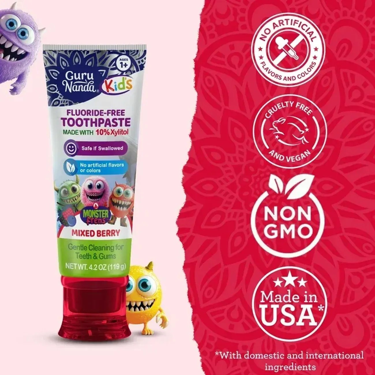 Guru Nanda Kid's Fluoride Free Toothpaste - Mixed Berry