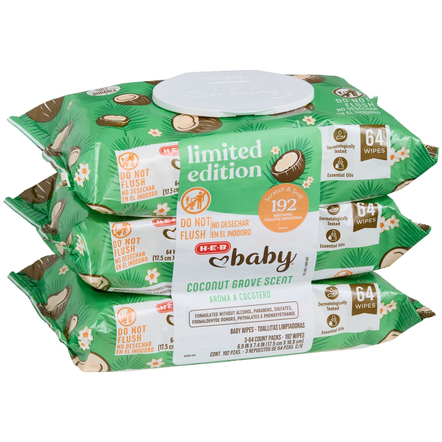 H-E-B Baby Wipes - Coconut Grove, 3 pk