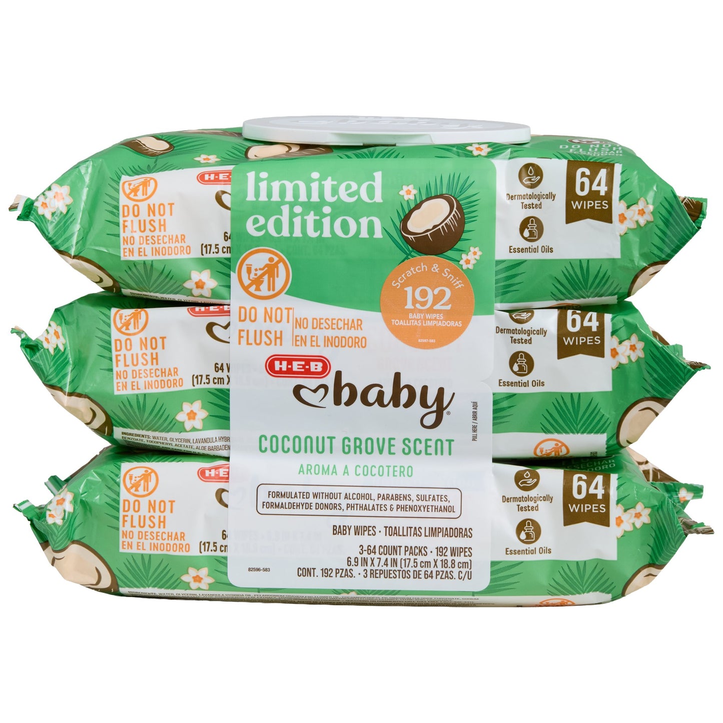 H-E-B Baby Wipes - Coconut Grove, 3 pk