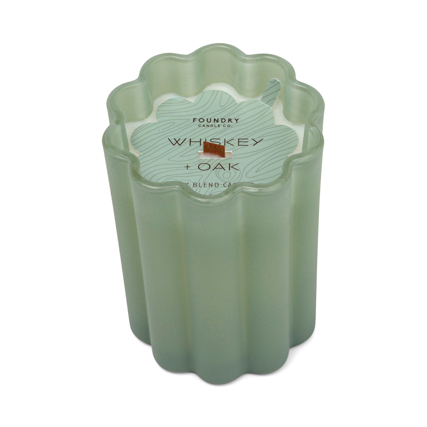 Foundry Candle Co. Whiskey + Oak Scented Soy Blend Scalloped Glass Candle