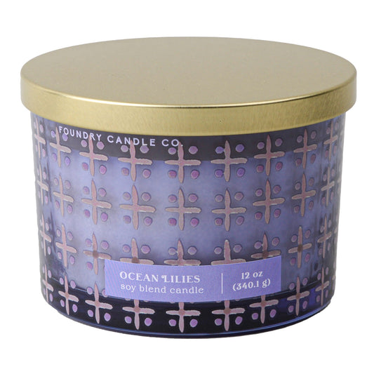 Foundry Candle Co. Ocean Lilies Scented Soy Blend 3 Wick Candle