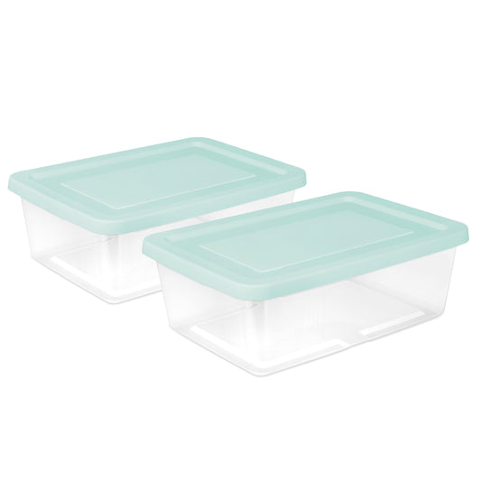 Sterilite Storage Boxes with Mindful Mint Lid, 12 qt