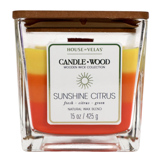 House of Velas Sunshine Citrus Scented Wooden Wick Candle