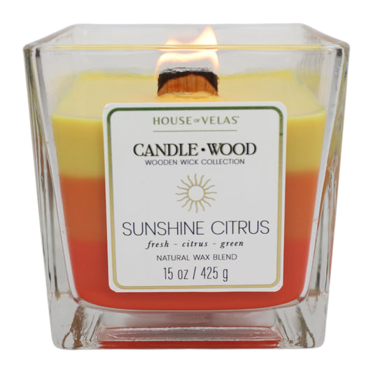 House of Velas Sunshine Citrus Scented Wooden Wick Candle