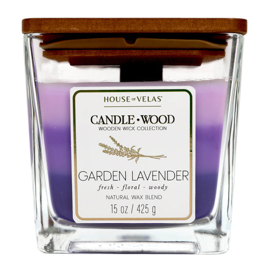 House of Velas Garden Lavender Scented Wooden Wick Candle