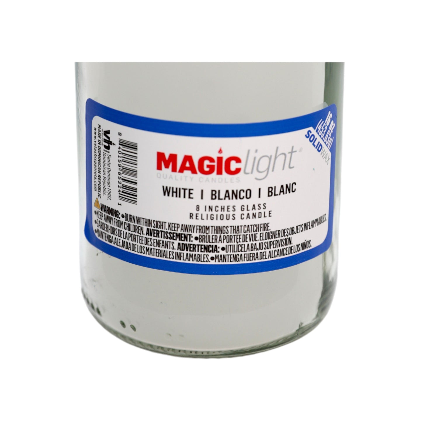 MagicLight Glass Religious Candle - White Wax