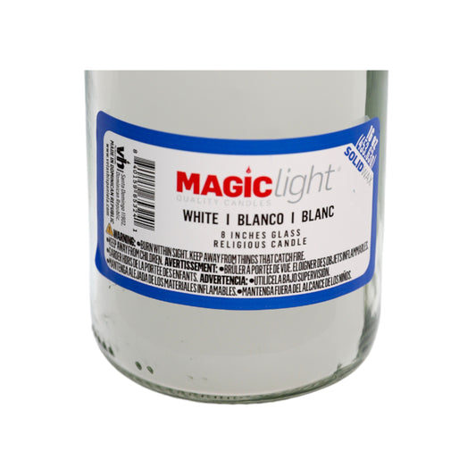 MagicLight Glass Religious Candle - White Wax