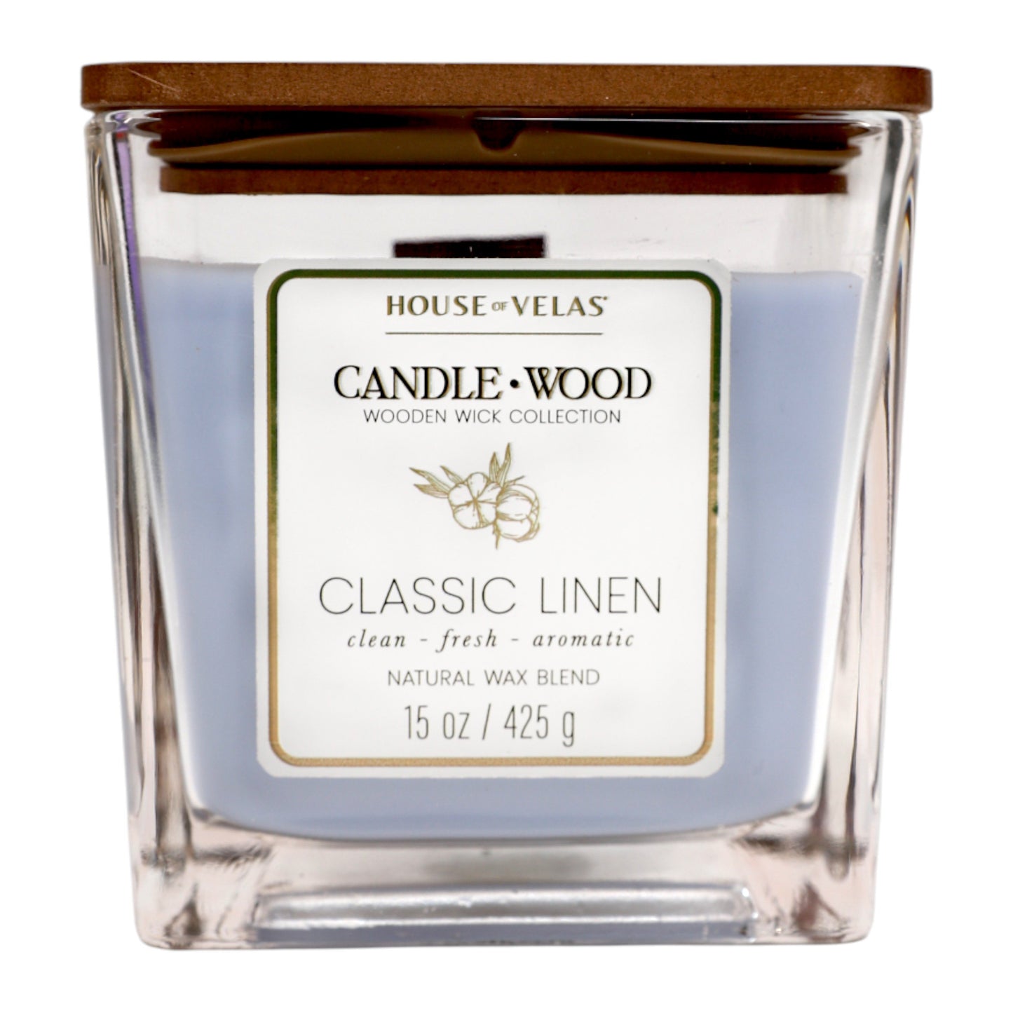 House of Velas Classic Linen Scented Wooden Wick Candle