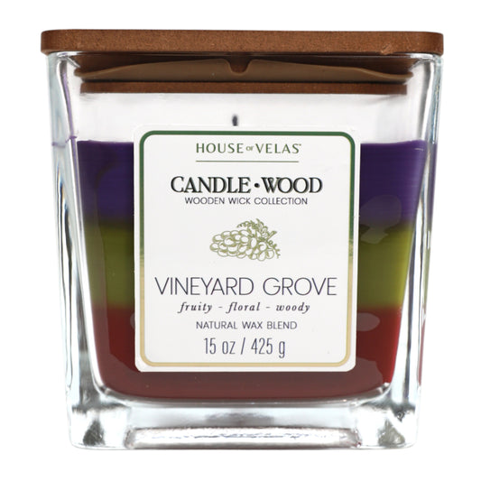 House of Velas Vineyard Grove Scented Wooden Wick Candle