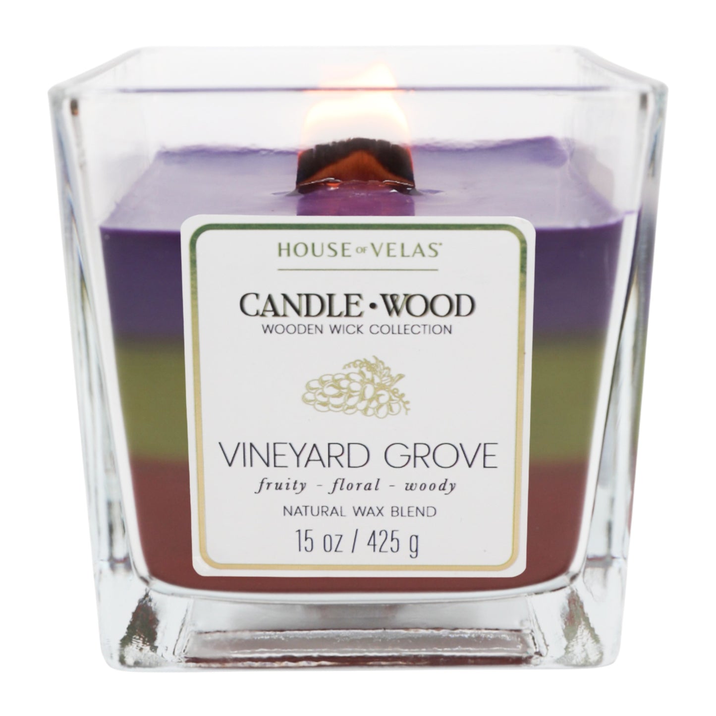 House of Velas Vineyard Grove Scented Wooden Wick Candle