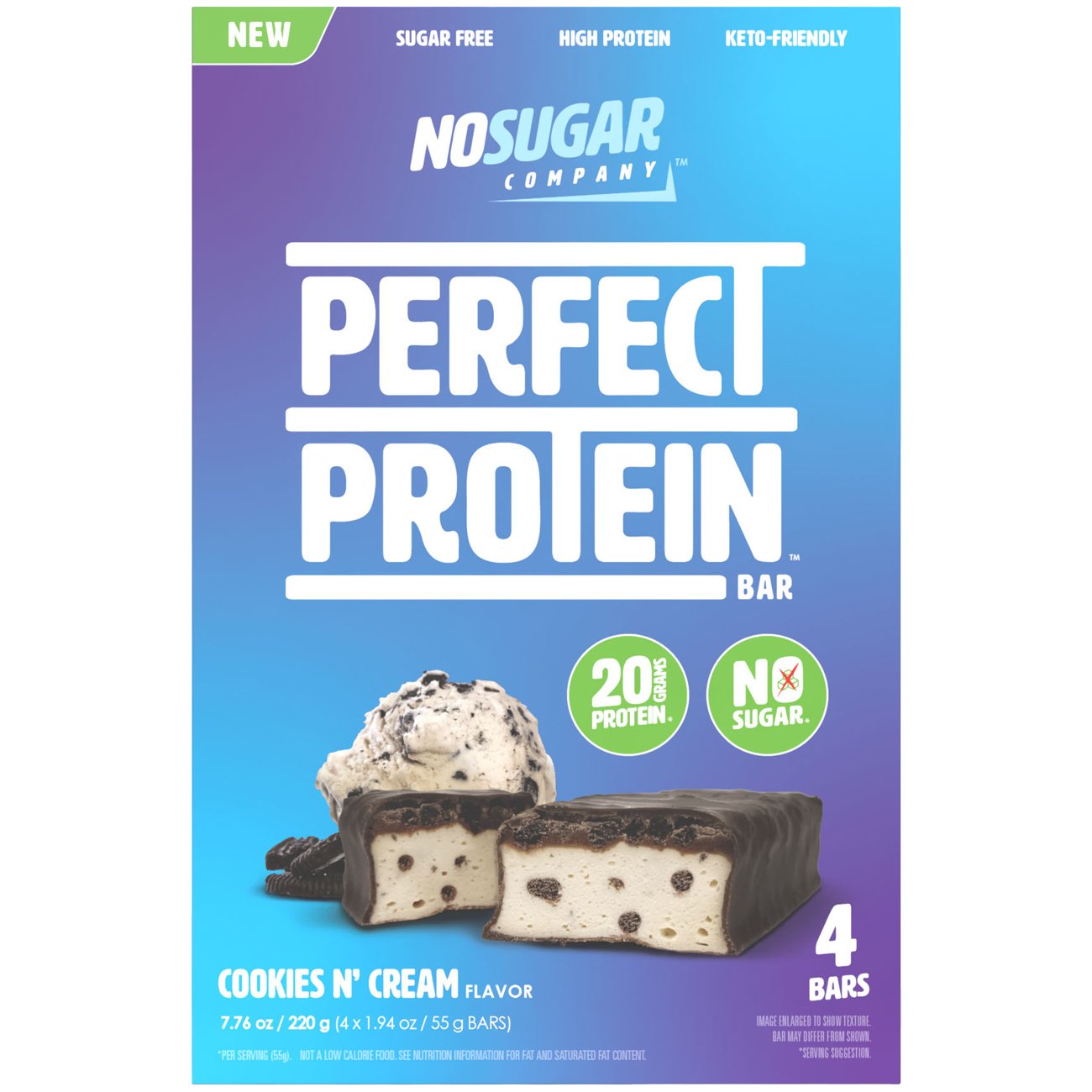 No Sugar Company Cookies N' Cream Perfect 20g Protein Bar