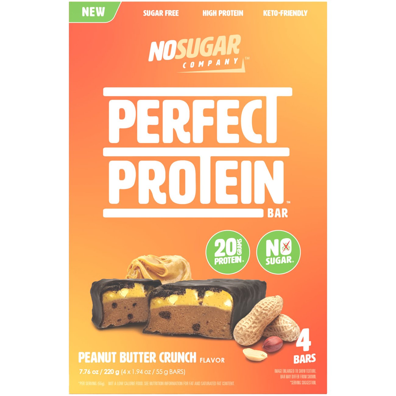 No Sugar Company Peanut Butter Crunch Perfect 20g Protein Bars