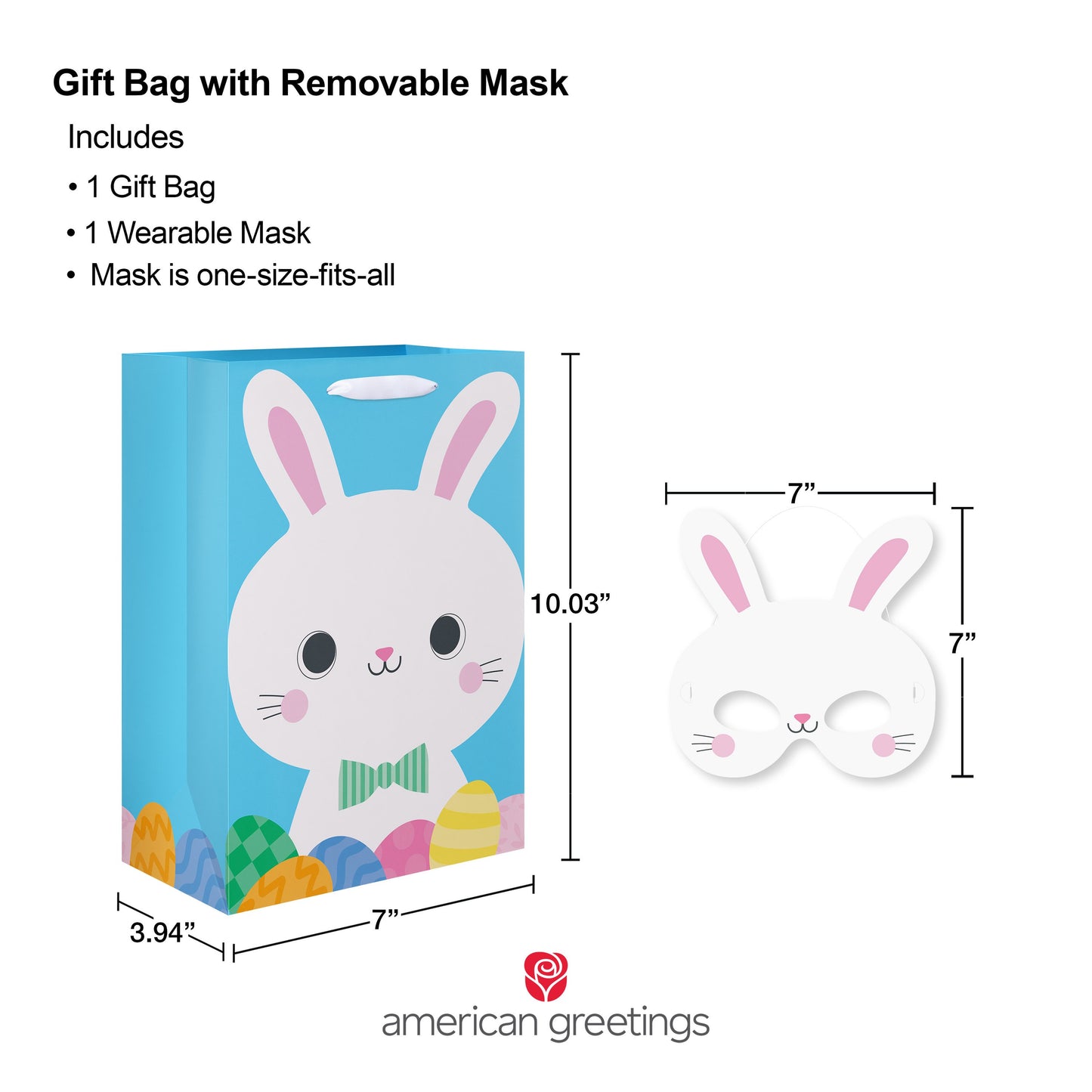 American Greetings Easter Bunny Gift Bag with Removable Bunny Mask
