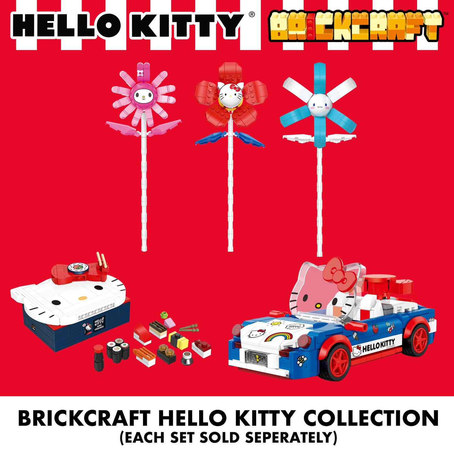 Brickcraft Hello Kitty My Melody Flower Building Set