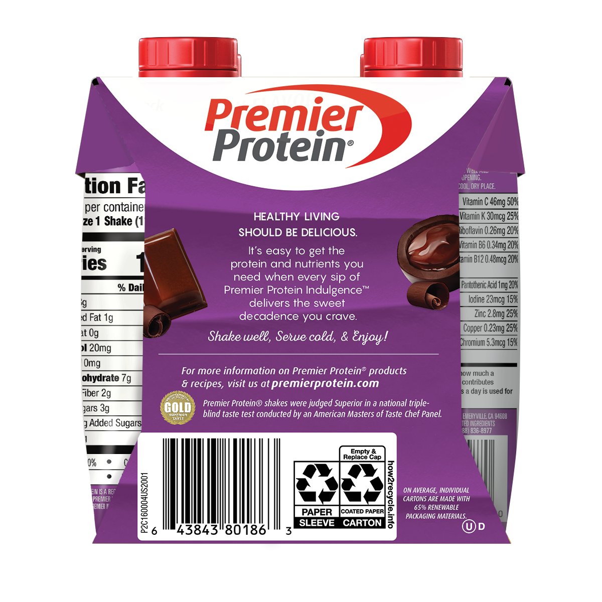 Premier Protein Indulgence Decadent Dark Chocolate 30g Protein Shake