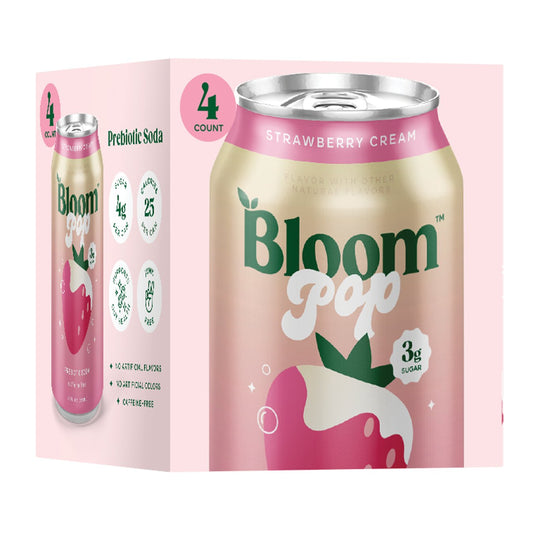 Bloom Pop Strawberry Cream Prebiotic Soda