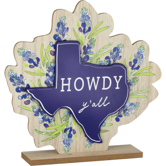 Destination Holiday Howdy Y'all Texas Tabletop Sign