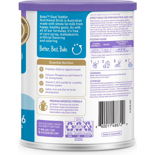 Bubs Goat Toddler Formula