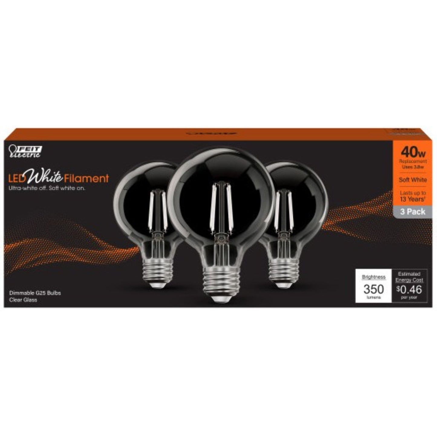 Feit Electric LED Soft White Filament Bulb G25 Dimmable Bulbs