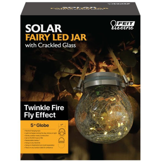 Feit Electric Solar Fairy LED Jar With Cracked Glass