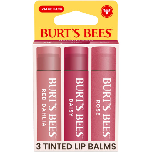 Burt's Bees Tinted Lip Balm Pack - Red Dahlia, Daisy, Rose