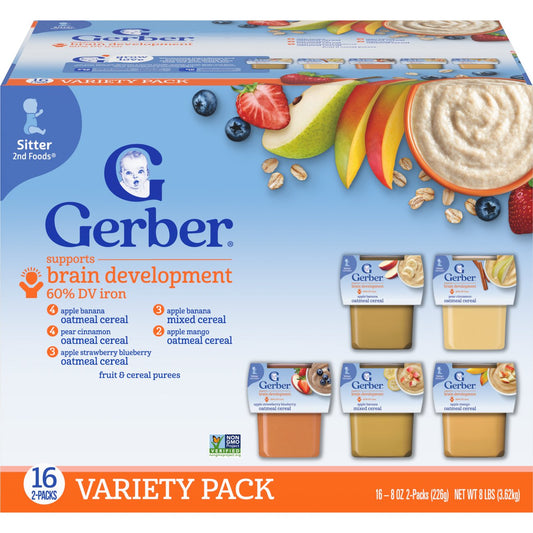 Gerber Brain Development Baby Food Variety Pack, 8 oz Tubs, 2 pk