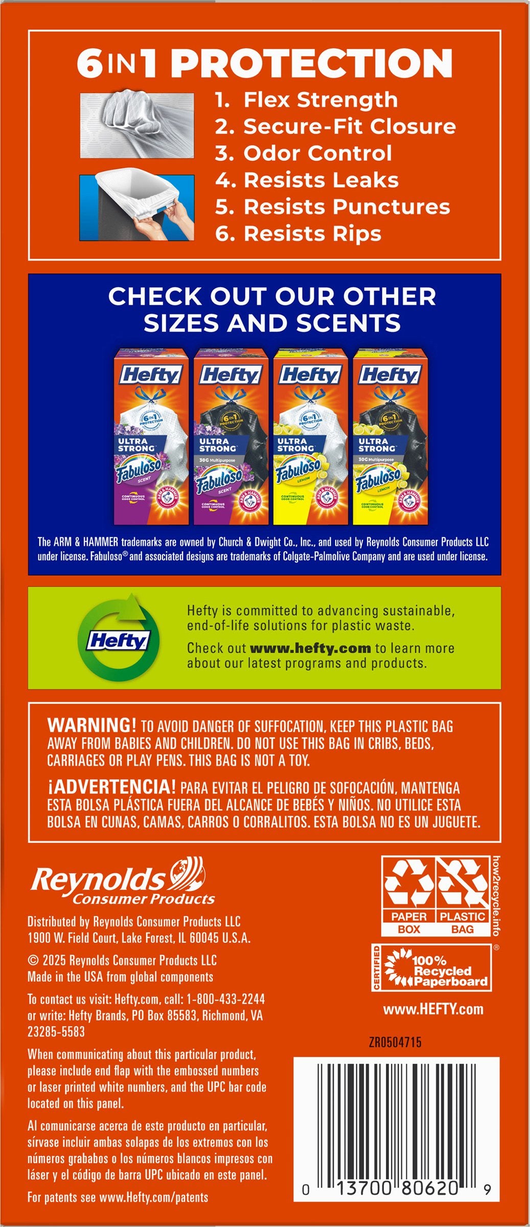 Hefty Ultra Strong Kitchen Trash Bags, 13 Gallon - Fabuloso Watermelon