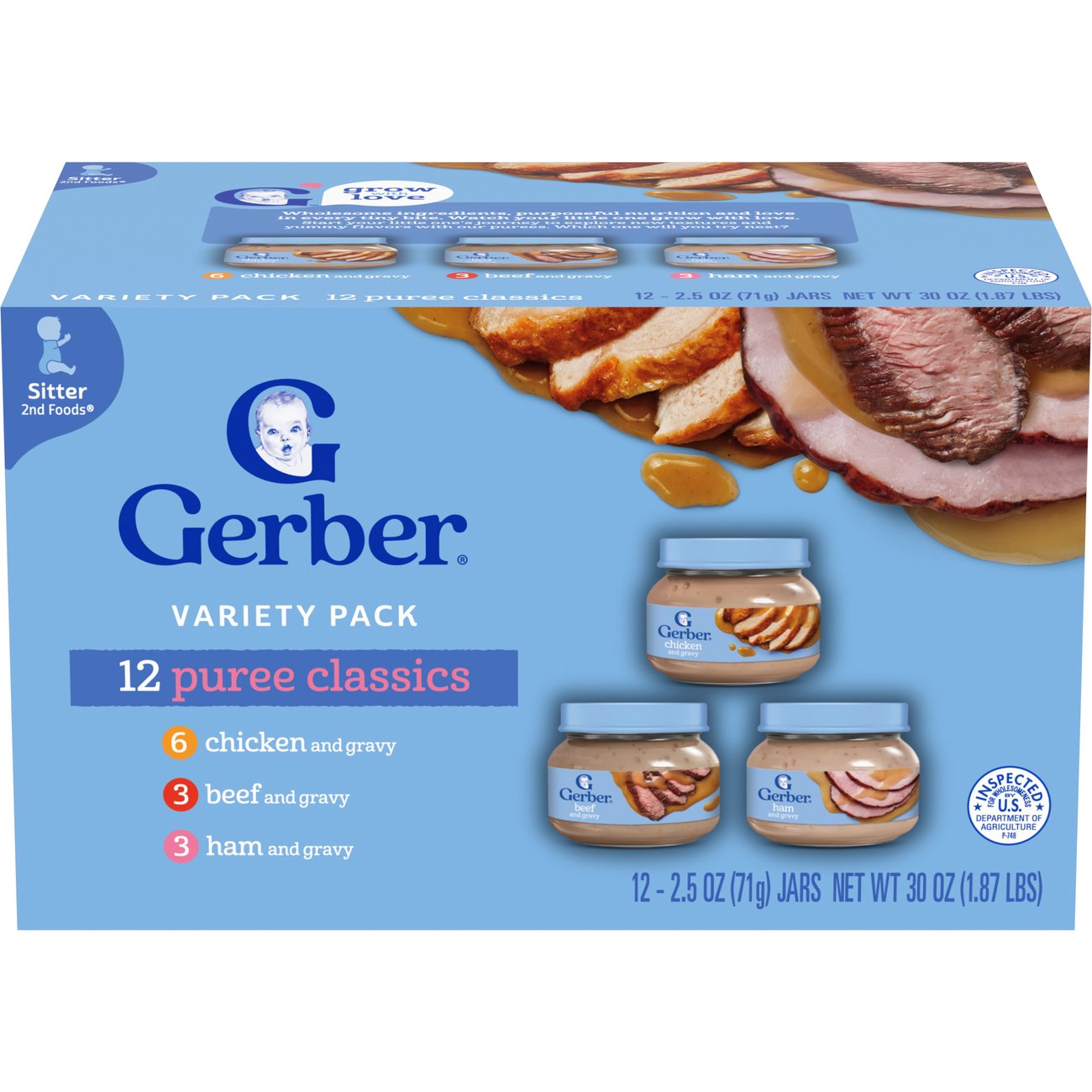 Gerber Puree Classics Baby Food Variety Pack, 2.5 oz Jars