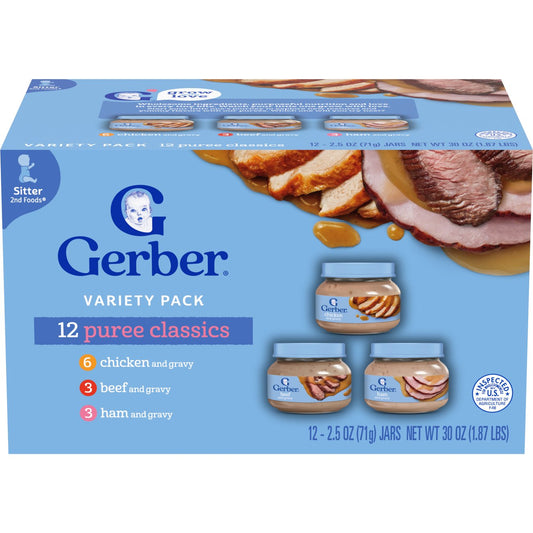 Gerber Puree Classics Baby Food Variety Pack, 2.5 oz Jars