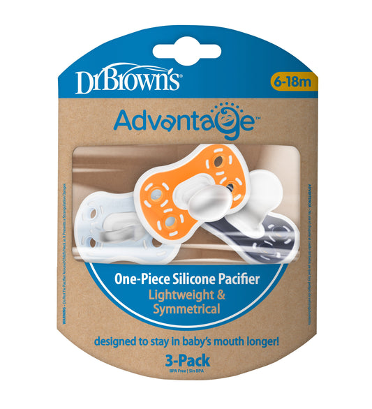 Dr Browns Advantage 1 Piece Silicone Pacifier for 6-18 Months - Blue