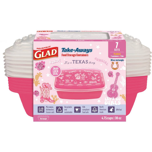 Glad Take-Aways Food Storage Texas Edition - Pink Cowgirl