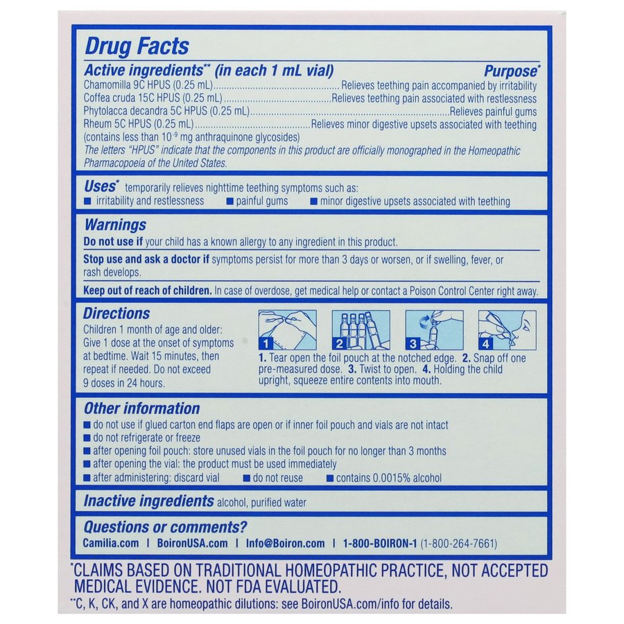 Boiron Camilia Bedtime Liquid Doses - Teething Relief