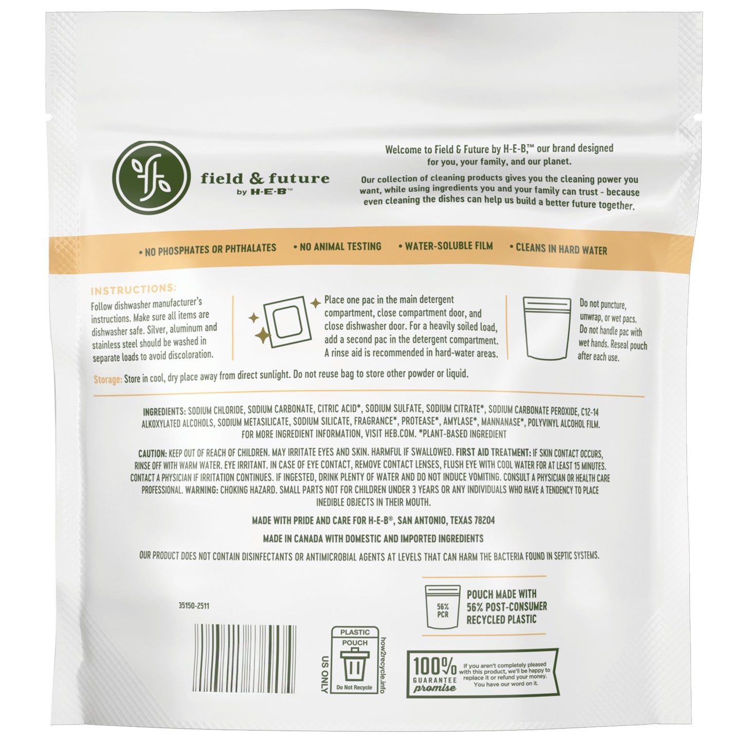 Field & Future by H-E-B Dishwasher Detergent Pacs - Citrus
