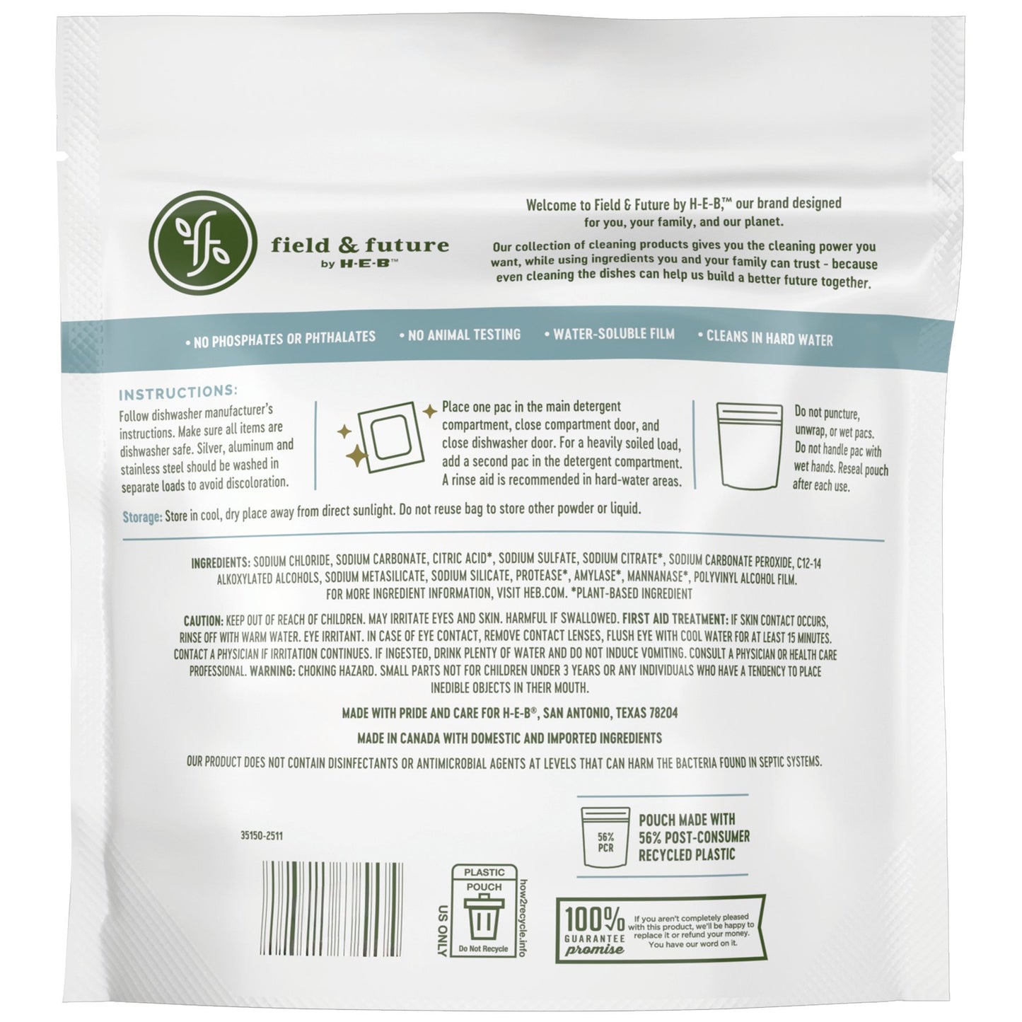 Field & Future by H-E-B Dishwasher Detergent Pacs - Fragrance Free