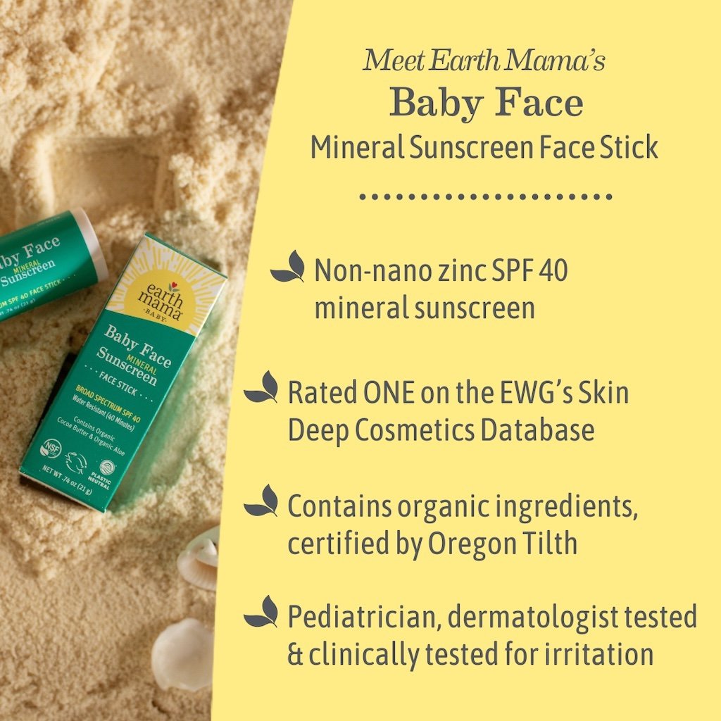Earth Mama Baby Face Mineral Sunscreen Face Stick - SPF 40