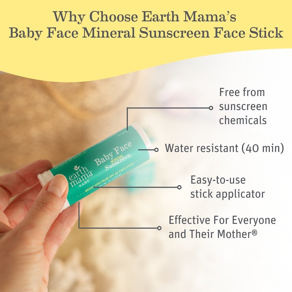 Earth Mama Baby Face Mineral Sunscreen Face Stick - SPF 40