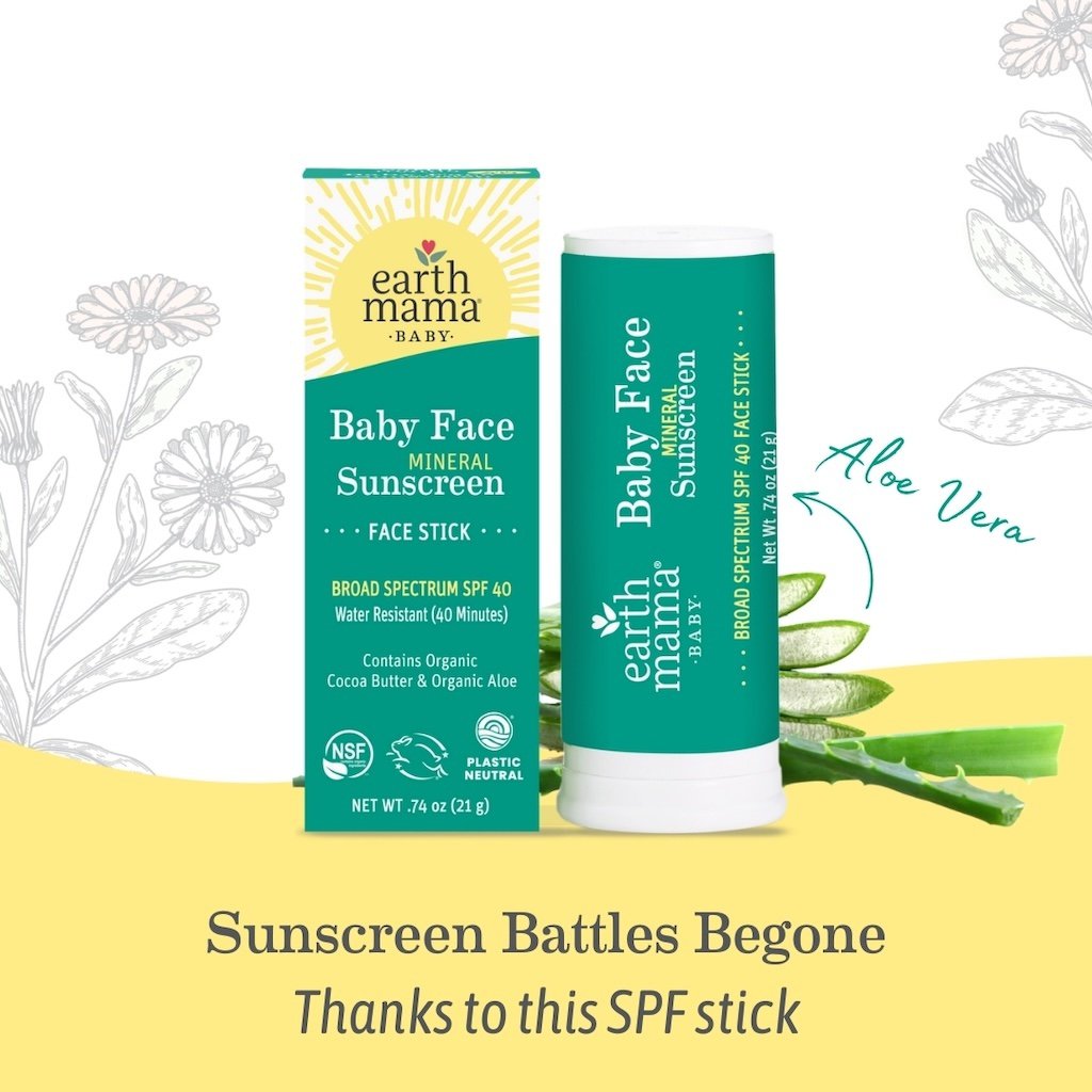 Earth Mama Baby Face Mineral Sunscreen Face Stick - SPF 40