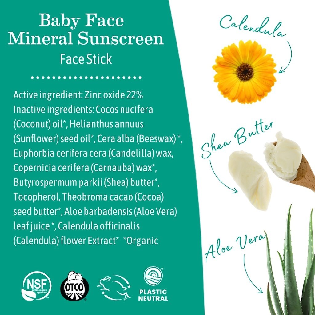 Earth Mama Baby Face Mineral Sunscreen Face Stick - SPF 40