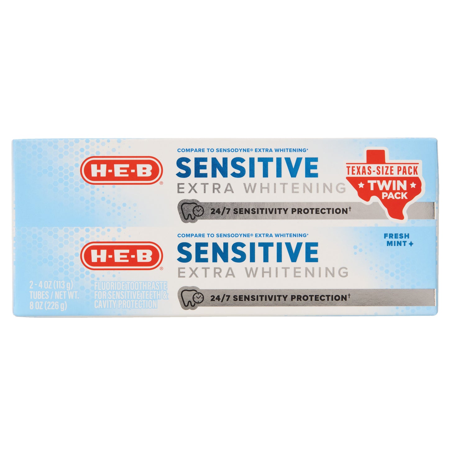 H-E-B Sensitive Extra Whitening Toothpaste - Fresh Mint, Texas-Size Twin Pack