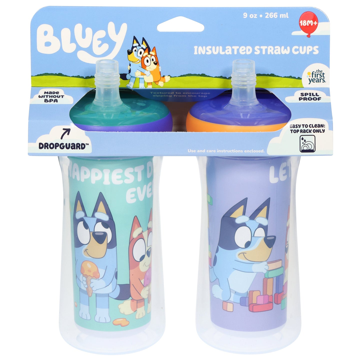 Tomy Bluey 9 oz Insulated Straw Cups