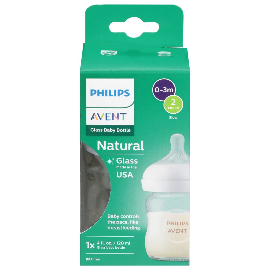 Avent Natural 4 oz Glass Baby Bottle for 0-3 Months