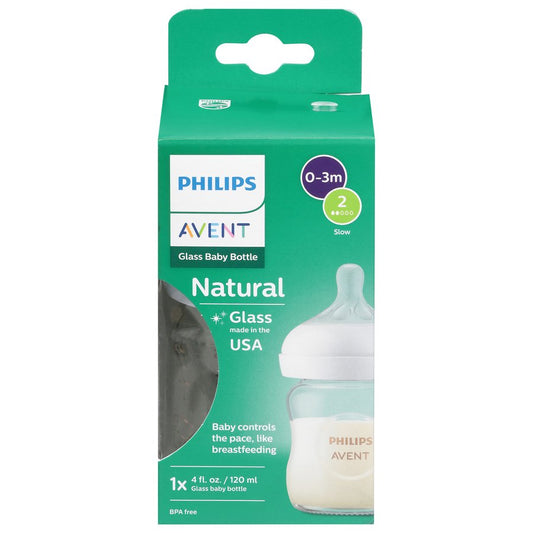 Avent Natural 4 oz Glass Baby Bottle for 0-3 Months