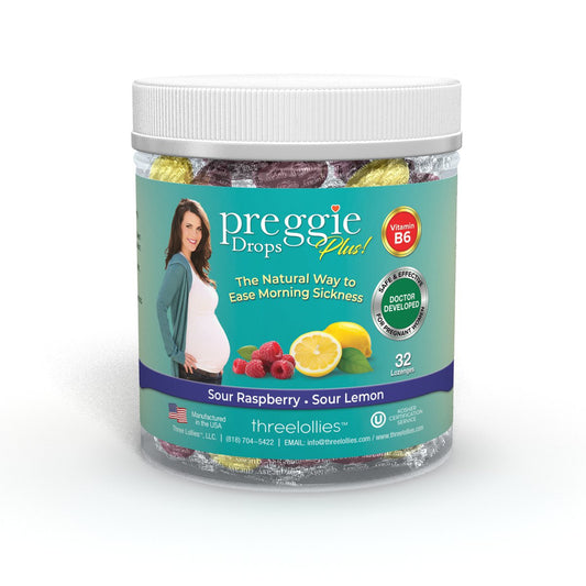 Preggie Drops Plus Vitamin B6 For Morning Sickness - Sour Raspberry & Sour Lemon Lozenges