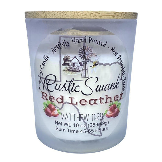Rustic Swank Red Leather Scented Soy Candle
